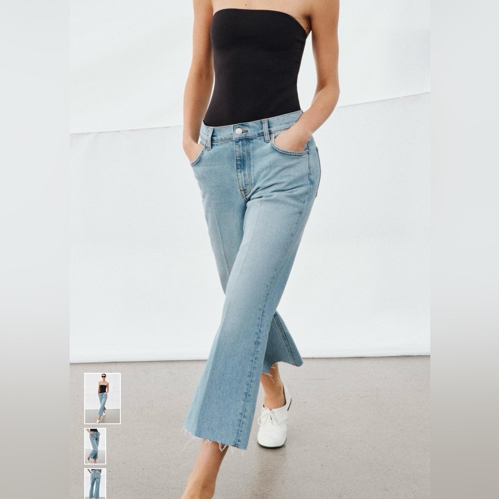 ZARA TRF Women's Light Blue Cropped Jeans